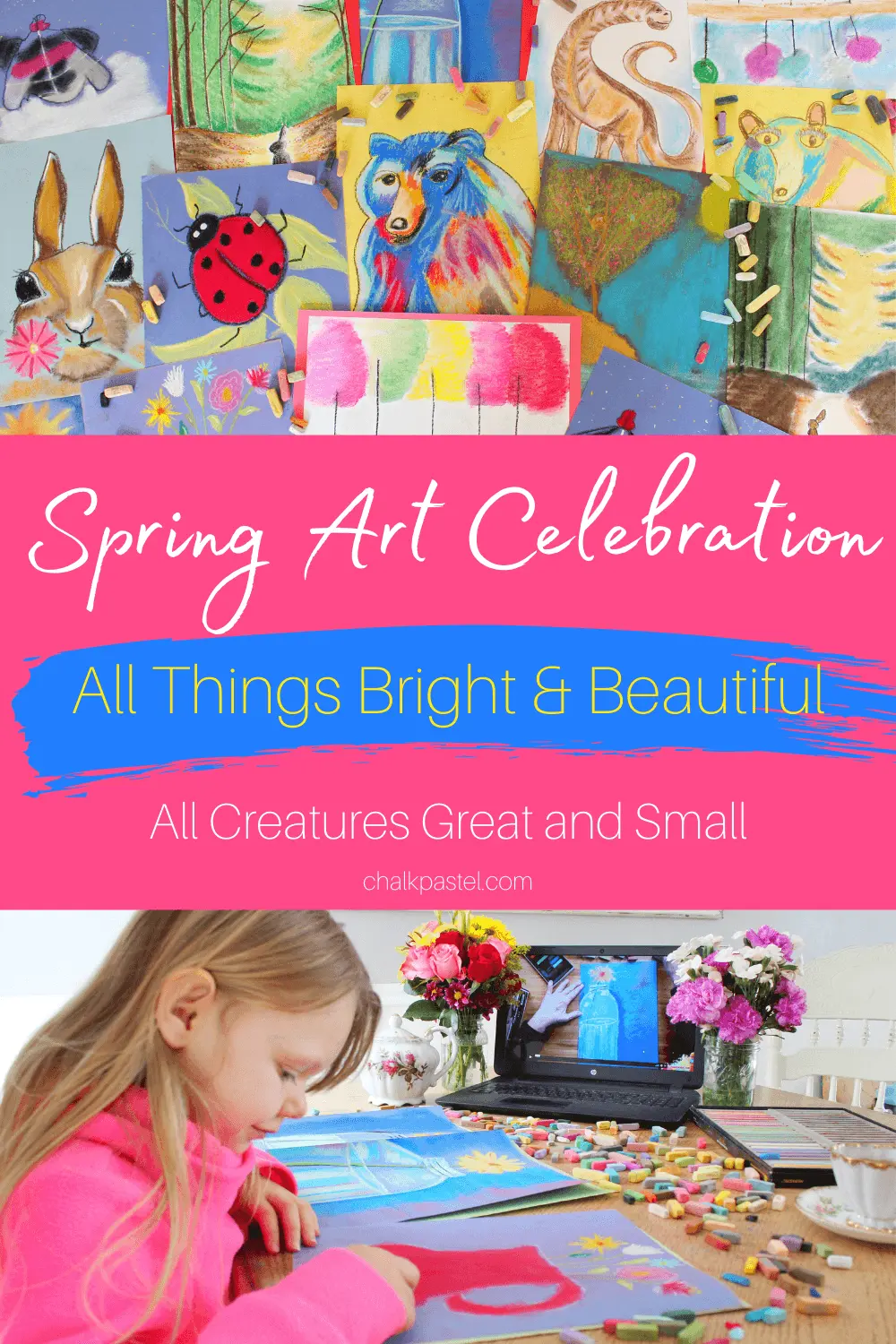 Spring Art Celebration with Chalk Pastels: Perfect for commemorating spring, Nana's spring art celebration with chalk pastels explores all creatures great and small and all things bright and beautiful! These nature-inspired art lessons are easy and fun for the whole family! #springartcelebration #springartwithchalkpastels #chalkpastelartforkids #chalkpastelspringart #springart #springartforkids #springchalkpastels
#springchalkpastelsforkids