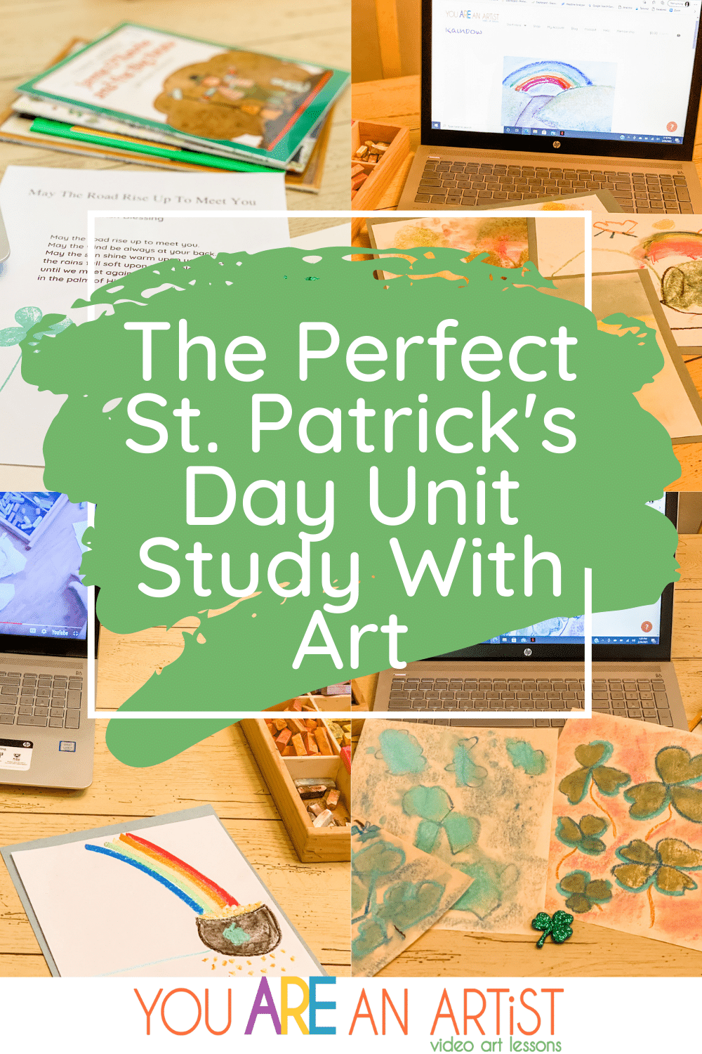 We have the perfect way to celebrate St. Patrick's Day in your homeschool! Art, unit study ideas, and more! #homeschool #stpatricks #stpatricksday #stpatricksdayforkids #homeschoolart