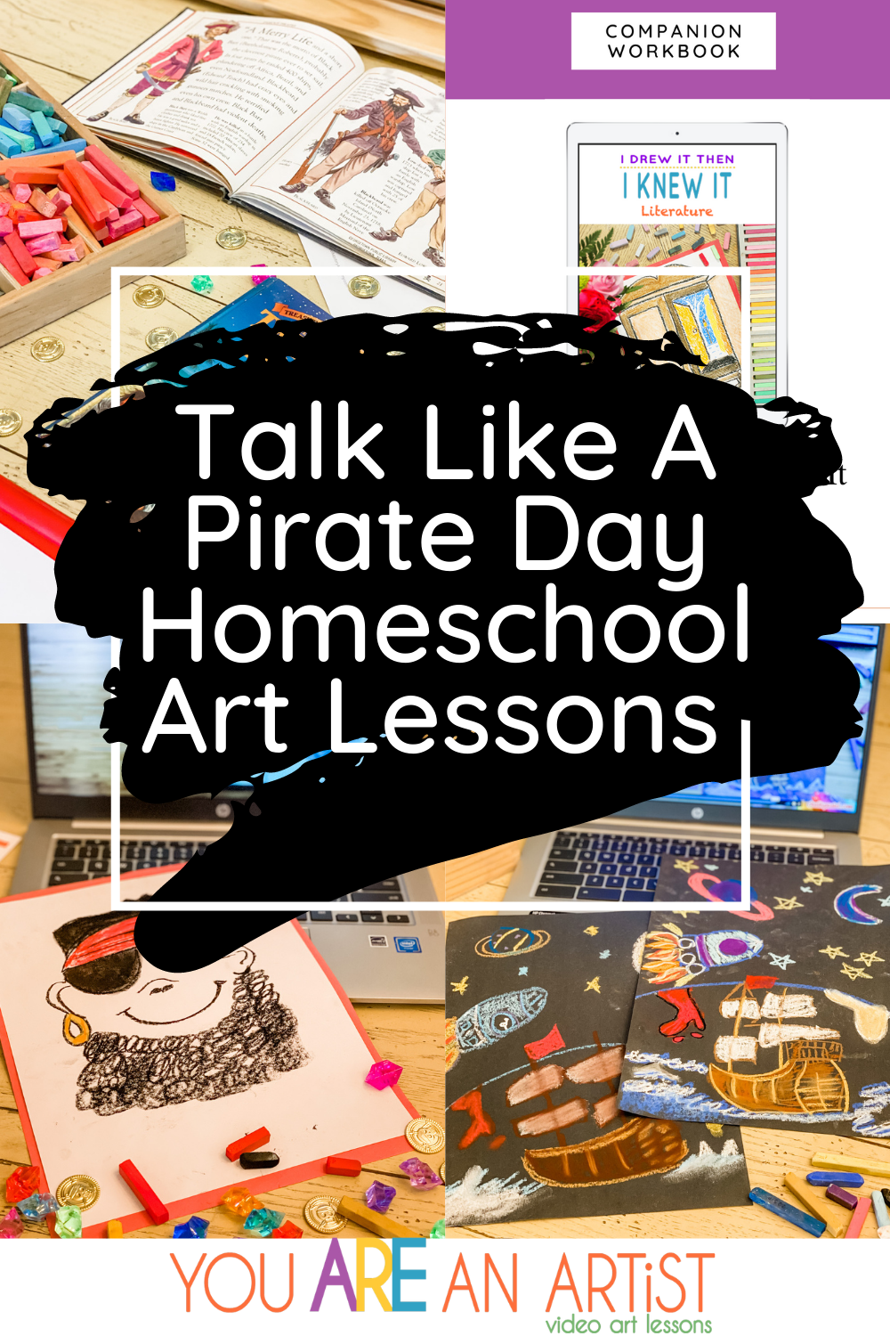 Talk Like A Pirate Day Homeschool Art Lessons To Help You Celebrate! Art lessons, books, movies, and educational ideas to make a memorable homeschool day! #homeschoolart #talklikeapirateday #pirateart
