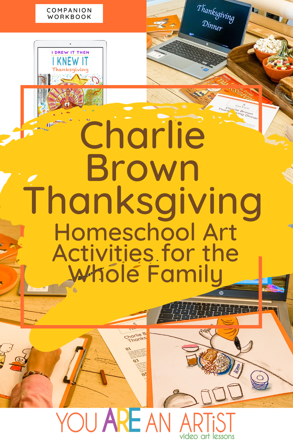 If you love A Charlie Brown Thanksgiving, you will love adding these art activities as a new tradition in your homeschool too. #charliebrown #thanksgiving #homeschoolart #homeschoolartactivities