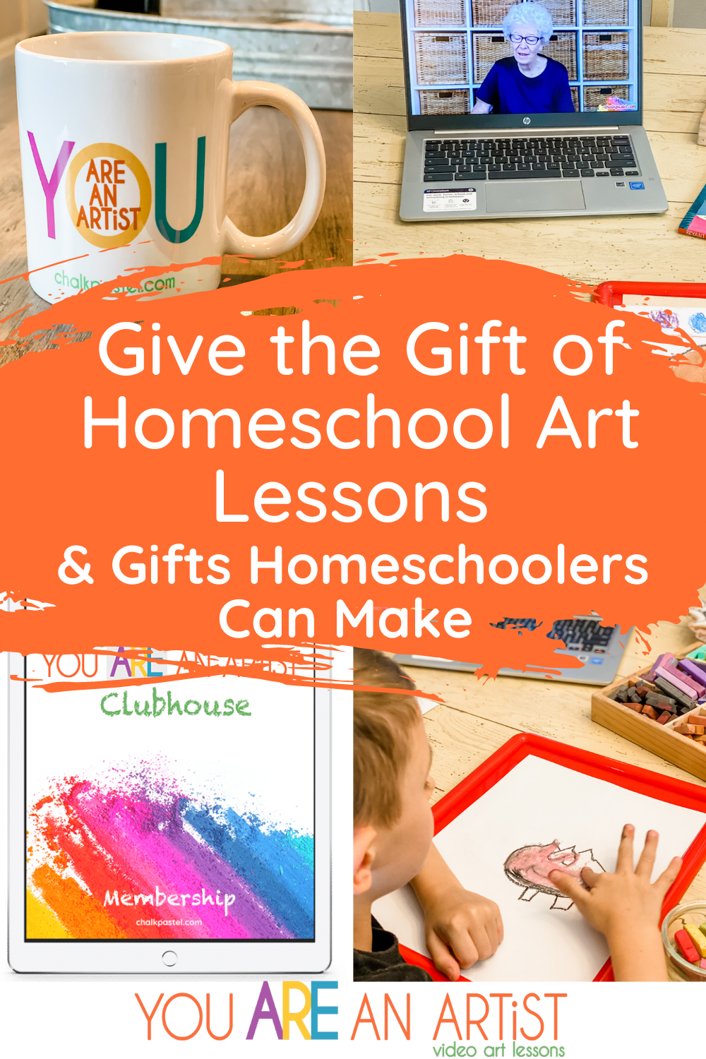 Check out these awesome ideas for homeschool gifts! Gift ideas to give and make any time of year for all ages. #homeschoolgifts #homeschoolart #onlineartlessons #artforkids #artcurriculum 