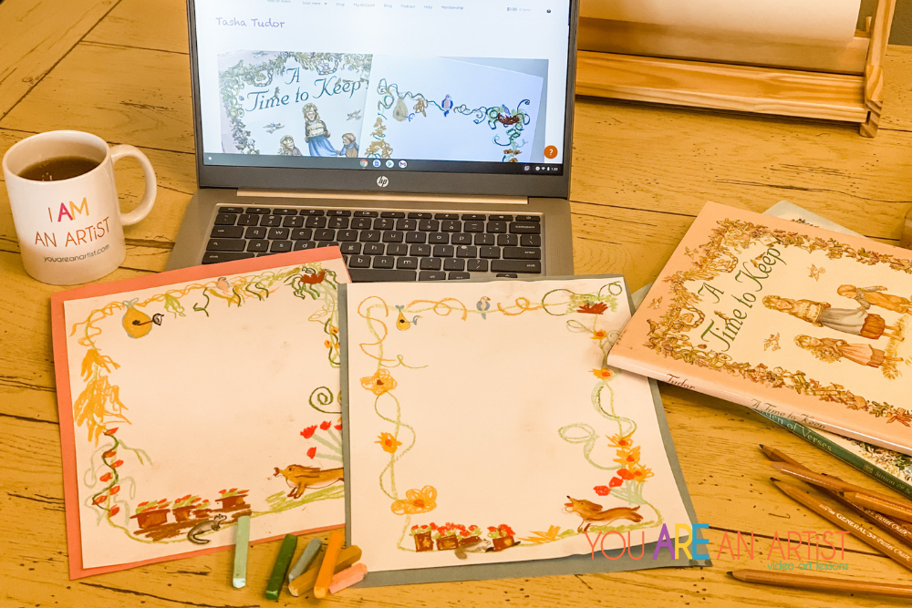 Tasha Tudor homeschool art lesson