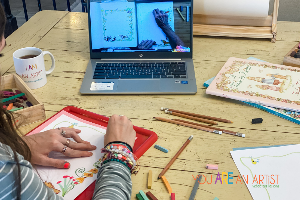 Tasha Tudor homeschool art lesson