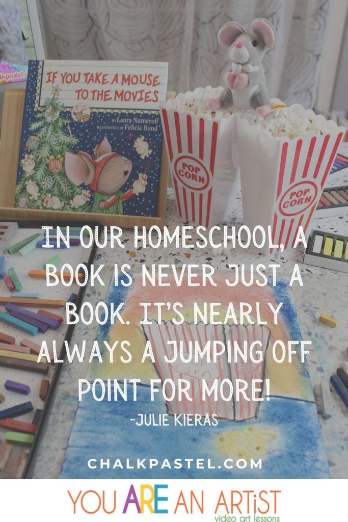 Add these hands-on homeschool activities with a fun look at If You Take A Mouse To The Movies. Pictures books and homeschooling together.