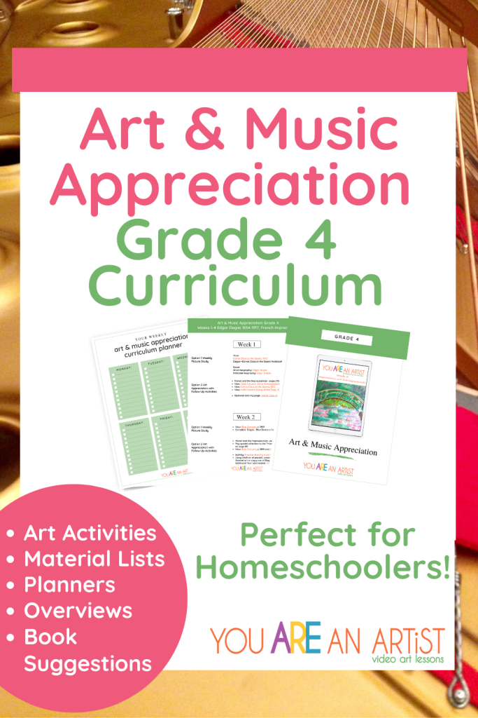 Grade 4: Impressionists and Post-Impressionists - features homeschool art and music plans for Modern (or 20th Century) period art and music. These plans are appropriate for students in grades 1-4 or for family-style learning.
