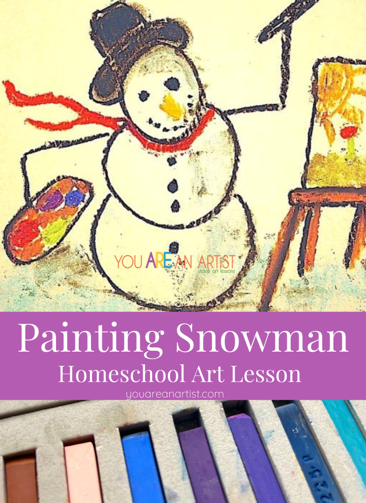 How to Draw a Snowman with Chalk Pastels for your winter homeschool. In this homeschool art lesson, you decide what your snowman will paint!