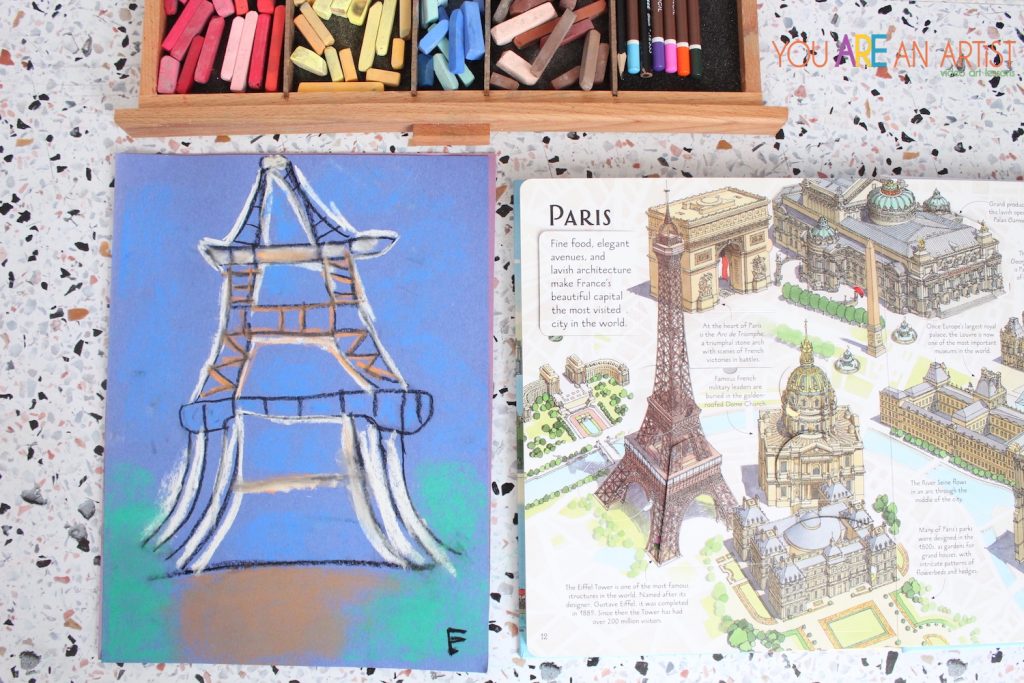 Learn World Landmarks like the Eiffel Tower hands on art activities for your homeschool.