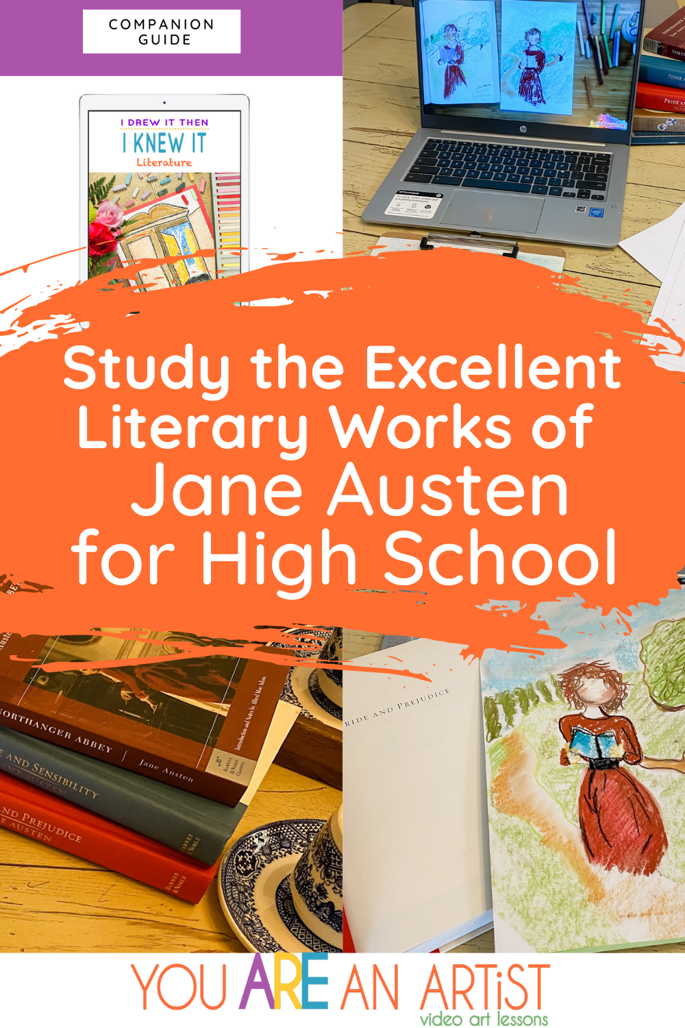 Here are plenty of resources and ideas that will help your family dive headfirst into the world of Jane Austen for high school literature. #janeausten #homeschoolart #highschoolliterature #highschoolenglish 