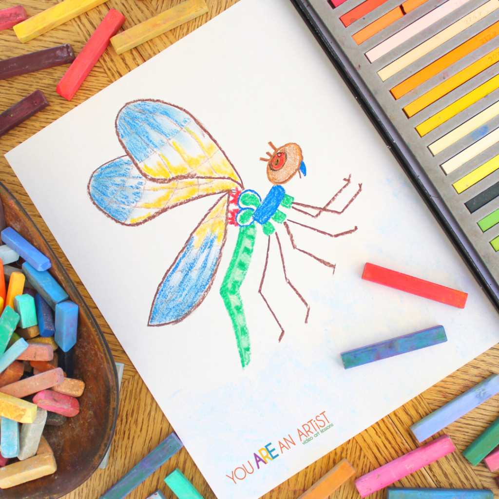 A dragonfly homeschool art lesson.
