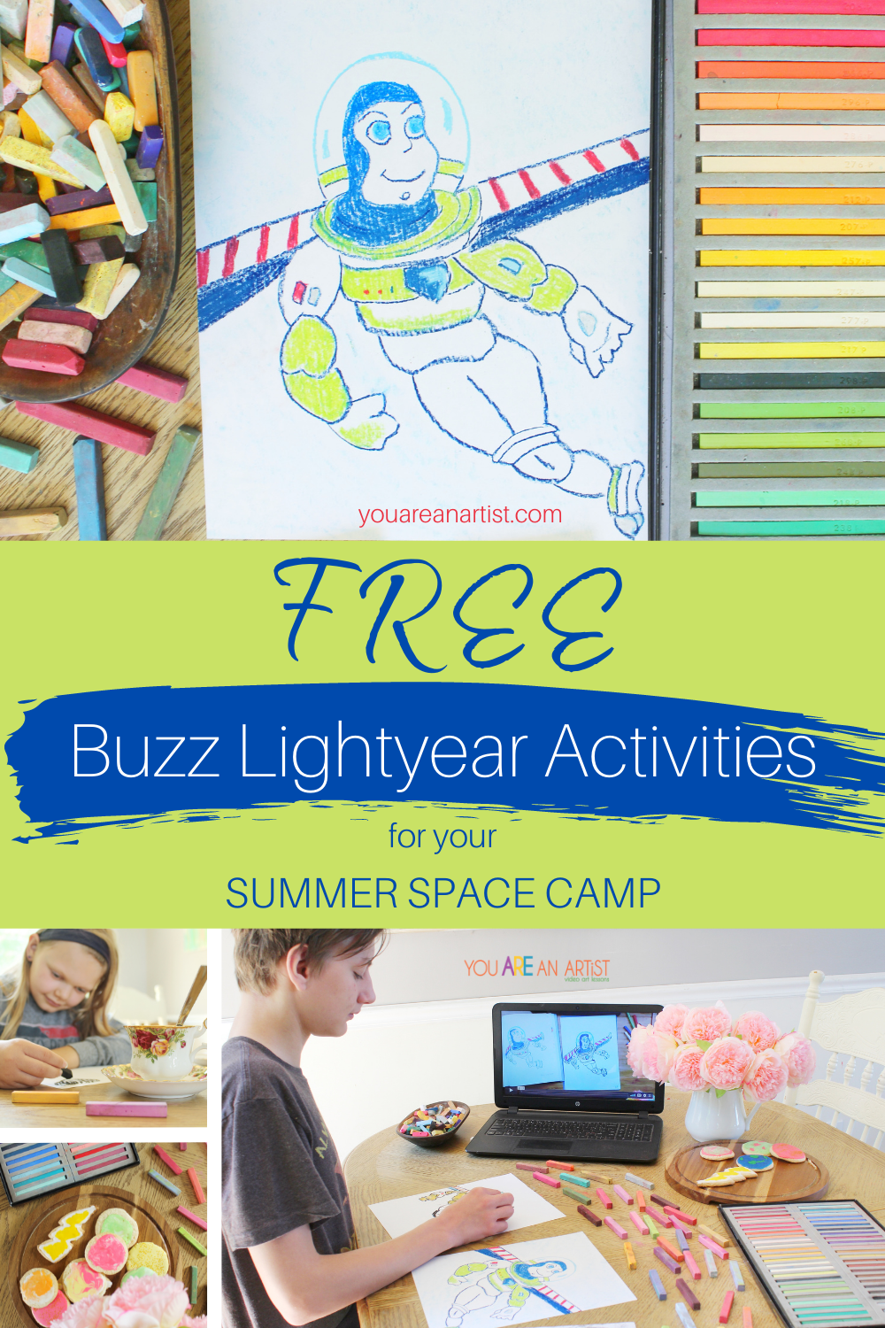 Free Buzz Lightyear Activities For Your Summer Space Camp: To infinity and beyond with these Free Buzz Lightyear activities perfect for your summer space camp! #spacecamp #artcamp #spaceartcamp #summercamp #summerartcamp #BuzzLightyear #YouAREAnArtist #videoartlessons