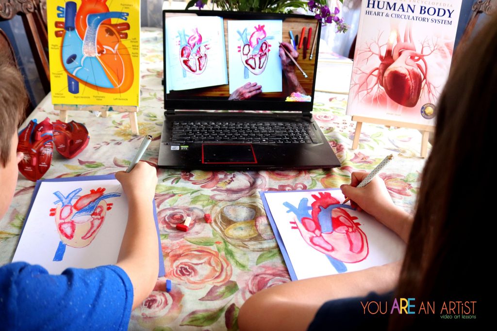 Nana’s human heart activity for kids is a great hands-on homeschool science experience that highlights art, writing, diagramming, plus an exposure to brand new vocabulary. It's a combination of multiple subjects all in one spot!